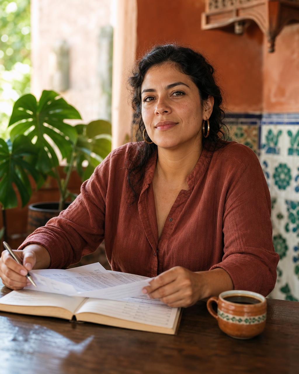 Persona revisando información sobre péptidos y notas personales
